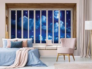 Fototapeta - Nočná obloha v okne (152,5x104 cm)