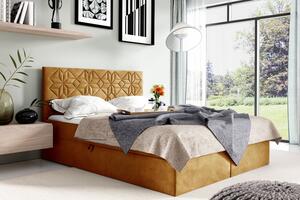 Manželská posteľ KVETA - 140x200, žltá + topper ZDARMA