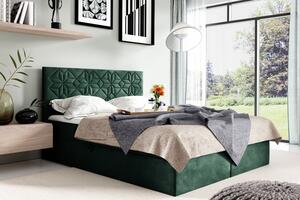 Manželská posteľ KVETA - 140x200, zelená + topper ZDARMA