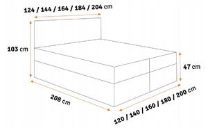 Manželská posteľ KVETA - 140x200, šedá + topper ZDARMA