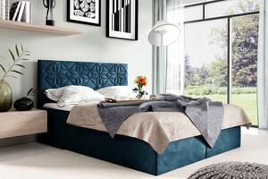 Manželská posteľ KVETA - 180x200, modrá + topper ZDARMA