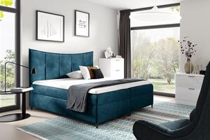Boxspringová posteľ IRINI - 180x200, modrá + topper ZDARMA