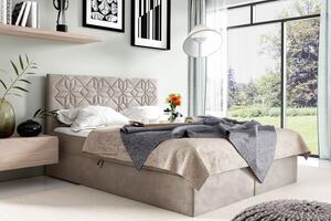 Manželská posteľ KVETA - 140x200, béžová + topper ZDARMA
