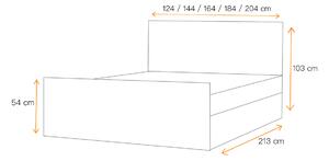 Čalúnená posteľ TIBOR LUX - 180x200, šedá + topper ZDARMA