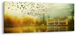 Obraz maľované krajiny so sídlom (120x50 cm)