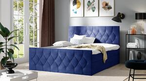 Čalúnená posteľ TIBOR LUX - 160x200, modrá + topper ZDARMA