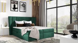 Čalúnená posteľ ZOJA - 200x200, tmavo zelená + topper ZDARMA