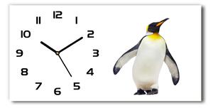 Vodorovné Moderné sklenené hodiny na stenu Tučniak