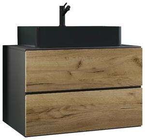 SKRINKA S UMÝVADLOM, dub medový, antracitová, 81 cm MID.YOU - Kúpeľňové skrinky, Online Only