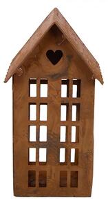 Hrdzavý svietnik v tvare domčeka Rustic Charm - 5*6*12 cm - Clayre & Eef