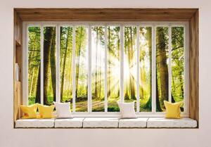 Fototapeta - Výhľad z okna na les (152,5x104 cm)