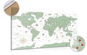 Obraz na korku mapa v zelenom prevedení