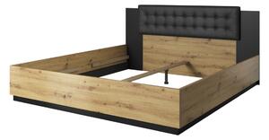 Manželská posteľ SIGMA + rošt, 180x200, artisan/čierna