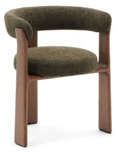Khaki/hnedé jedálenské kreslo s podrúčkami z jaseňového dreva Granite – Kave Home