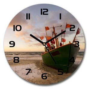 Sklenené hodiny okrúhle Rybárska loď pláž