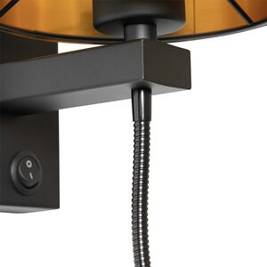 Nástenná lampa čierna s ohybným ramenom a tienidlom zlatá 15 cm - Brescia