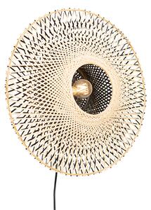Orientálne nástenné ratanové svietidlo 50 cm so zástrčkou - Rina