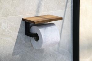 Sapho SKA držiak toaletného papiera s poličkou 15x8x10cm, čierna mat/dub
