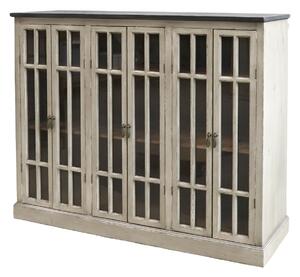 Krémová drevená skriňa s policami a presklenými dverami VABB - 123 * 35 * 100cm - Chic Antique