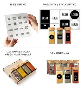 Usporadejto.cz Sada 16ks koreničiek DECOR 120ml + 4ks organizér na koreničky VASKY + sada 16ks štítkov