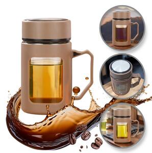 Sklenená fľaša s uchom BREW 500 ml, hnedá