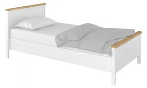 Jednolôžková posteľ s matracom a roštom 90x200 MABARUMA - biela / dub nash