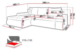 Rozkladacia rohová sedacia súprava EPLATO MINI - biela ekokoža / šedá 1, ľavý roh