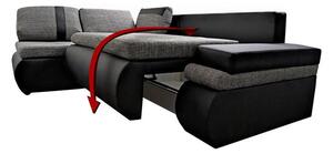 Rozkladacia rohová sedacia súprava EPLATO MINI - čierna ekokoža / šedá, pravý roh