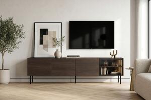 RTV skrinka Dunari 220 cm s kovovými nohami - dub dunin