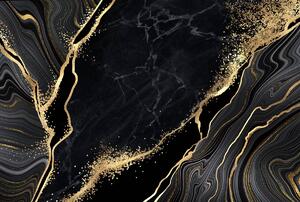 Fototapeta - Čierno-zlatý mramor (296x200 cm)