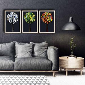 ASIR Obraz na MDF s rámom 3ks TRIÁDA ROČNÝCH OBDOBÍ 38 x 53 cm