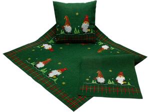 Vianočný vyšívaný obrus Santa Claus zelený TiaHome - 40x85 cm