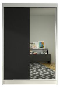 Posuvná šatníková skriňa 120 cm so zrkadlom a LED RGB osvetlením SAMANRE 1 - biela / čierna