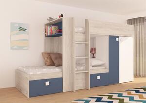 Poschodová posteľ pre dve deti BO1 90x200 - smoky blue