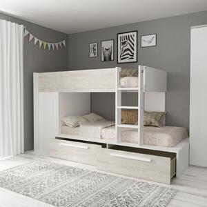 Poschodová posteľ so skriňou a šuplíky Cascina - white