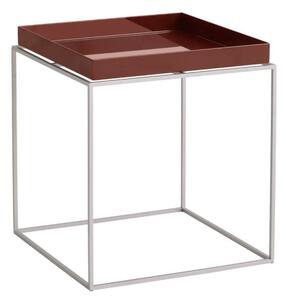 HAY Stolík Tray Table 40x40, chocolate high gloss / silicone coated steel