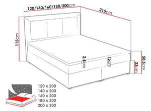 Manželská kontinentálna posteľ 180x200 GOSTORF 1 - svetlá šedá + topper ZDARMA
