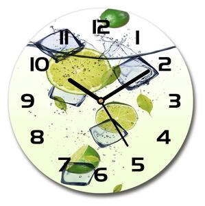 Sklenené hodiny okrúhle Limetky a ľad