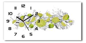 Vodorovné Sklenené hodiny na stenu Limetka kocky ľadu