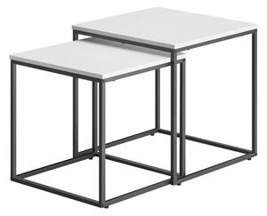 Set dvoch štvorcových konferenčných stolíkov - biele (čierne nohy)