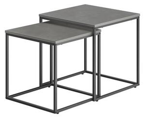 Set dvoch štvorcových konferenčných stolíkov - betón (čierne nohy)