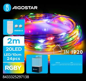 Vianočná dekoračná LED reťaz na batérie 2m RGBY (AS-297138)