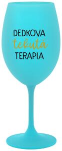 Tyrkysový pohár na víno 350 ml - DEDKOVA TEKUTÁ TERAPIA