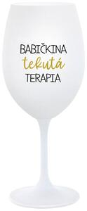 Biely pohár na víno 350 ml - BABIČKINA TEKUTÁ TERAPIA