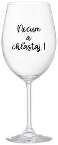 Priehľadný pohár na víno 350 ml - NEČUM A CHĽASTAJ!