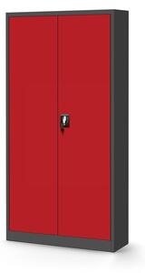 Kovová spisová policová skriňa s dverami a osobnou skrinkou model TOMASZ antracitovo-červená JAN NOWAK MV-MGLN-NXVY