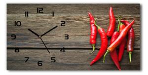 Vodorovné Sklenené hodiny na stenu Chilli papričky