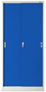 Kovová spisová policová skriňa s posuvnými dverami model KUBA šedo-modrá JAN NOWAK PF-9GDR-GG17
