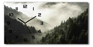 Vodorovné Sklenené hodiny na stenu tiché Hmla nad lesom