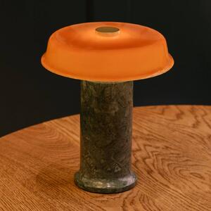 Stolová LED lampa na batérie Trip No. 2, zelená/jantárová, mramor, sklo, Zelená, Obývacia izba / jedáleň, Kameň, Dizajn, Stojacie svietidlo